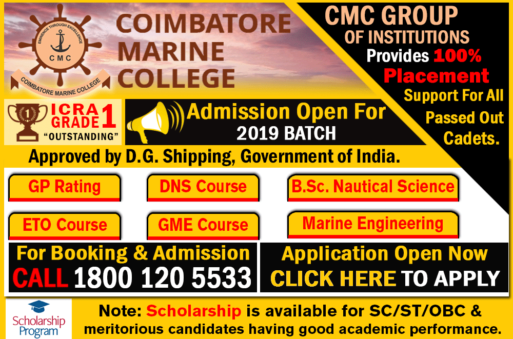 CMC_Admission_Notification_For_GP Rating_DNS Course_B.Sc Nautical Science_Marine_Engineering_GME Course_ETO Course